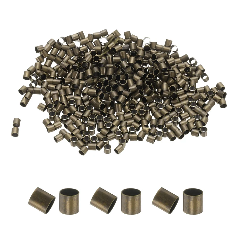 500Pcs Tube Crimp Beads 2.5x2.5mm Crimp Beads for Jewelry Making Bronze