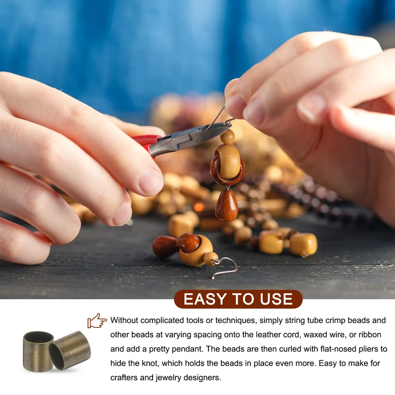 500Pcs Tube Crimp Beads 2.5x2.5mm Crimp Beads for Jewelry Making Bronze
