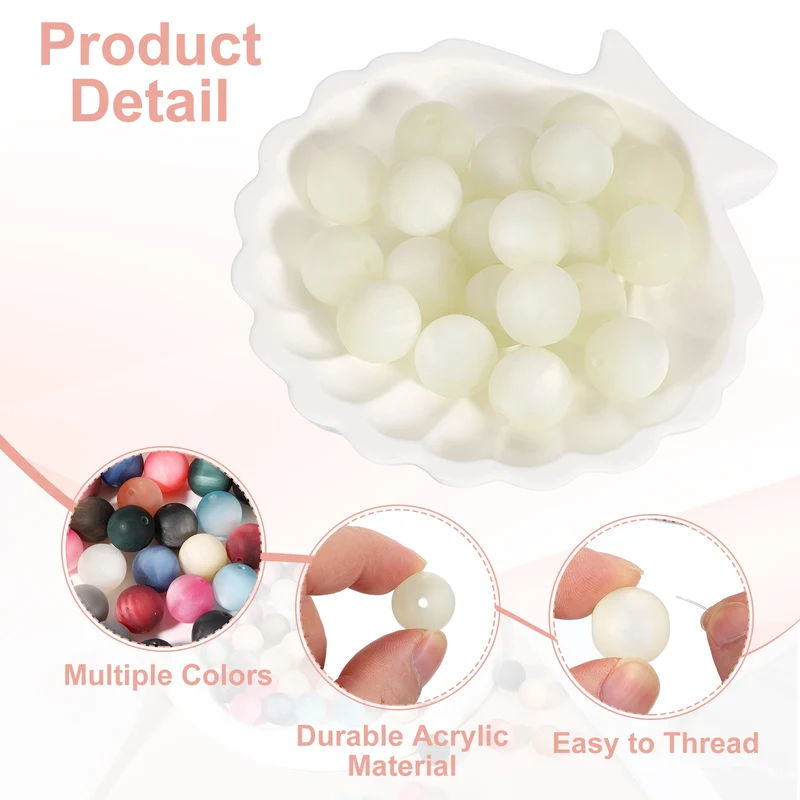20 Pcs Acrylic Round Beads, 16mm Loose Beads for Jewelry Making, White
