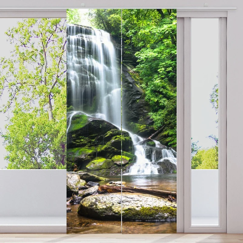 Schiebegardine Motiv "Wasserfall Zen Stones"