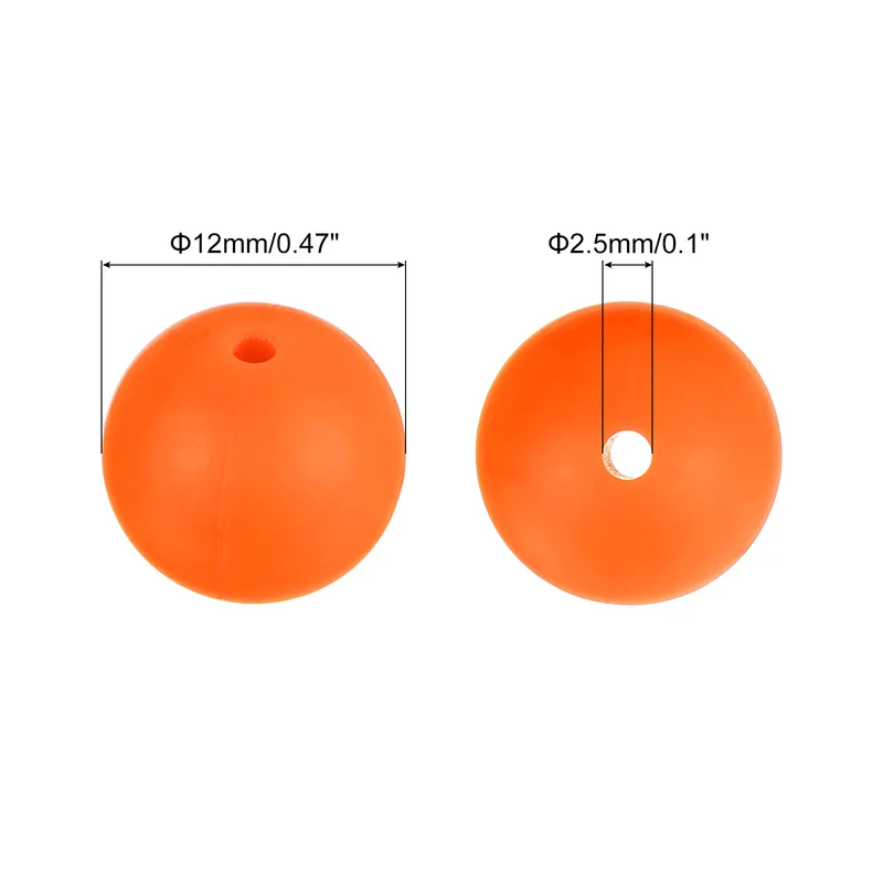 50Pcs 12mm Silicone Beads, Round Loose Rubber Bead for DIY (Orange Red)