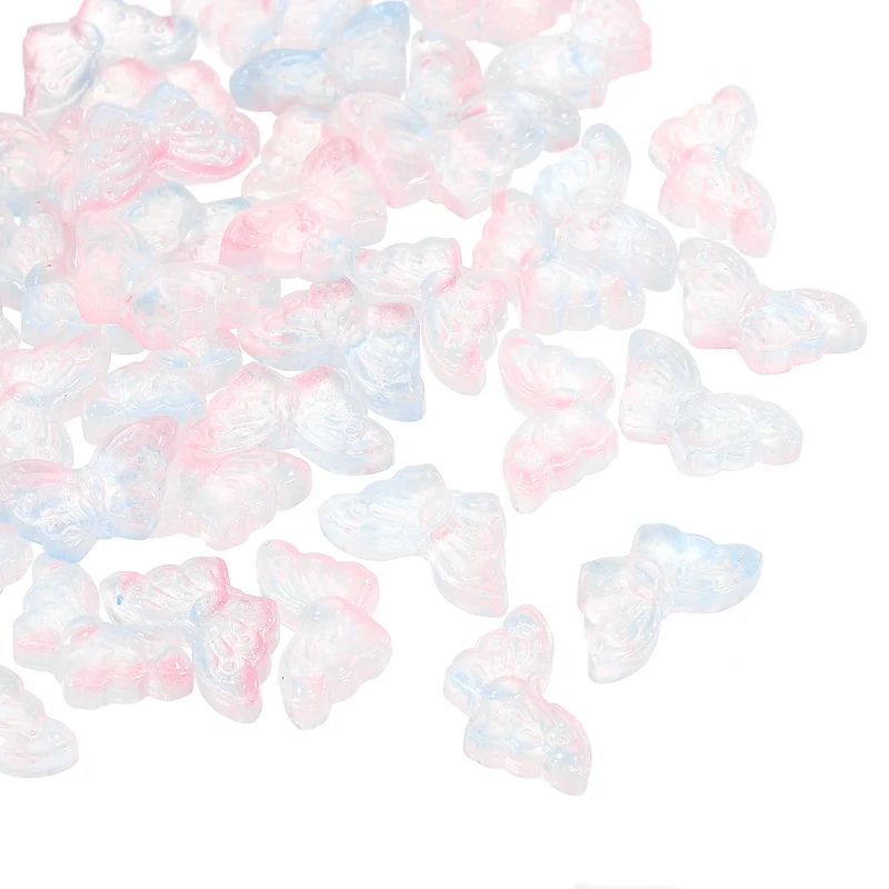 50Pcs Crystal Butterfly Beads, 8x15mm Transparent Loose Bead, Cloud Color