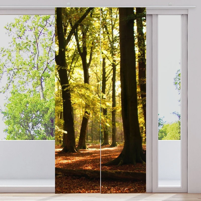 Schiebegardine Motiv "Wald Sonnenstrahlen"