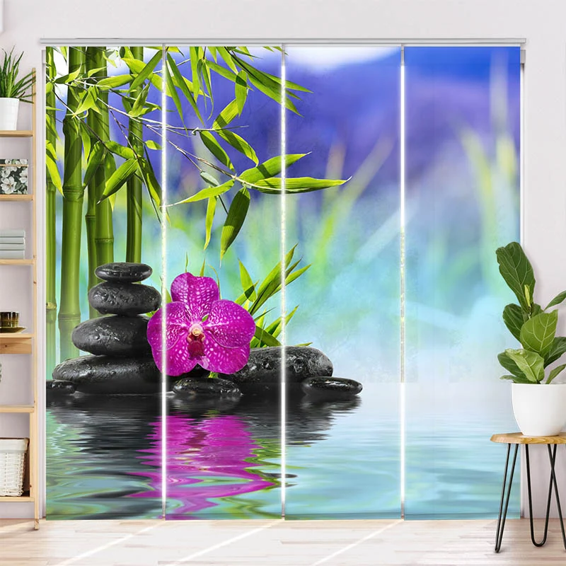 Schiebegardine Motiv "Spa Orchidee Steine"