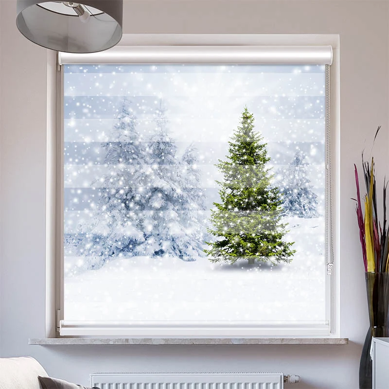 Doppelrollo mit Kassette "Tannenbaum Winter"