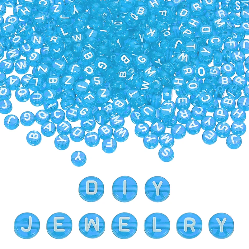 1000 Pcs Letter Beads, 4x7mm Acrylic Alphabet Beads Friendship Bracelet DIY Kit for Bracelets Jewelry Making Supplies, Light Blue