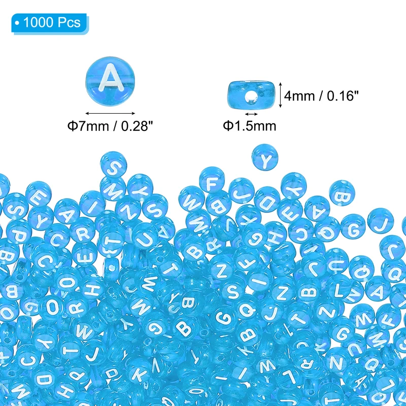 1000 Pcs Letter Beads, 4x7mm Acrylic Alphabet Beads Friendship Bracelet DIY Kit for Bracelets Jewelry Making Supplies, Light Blue