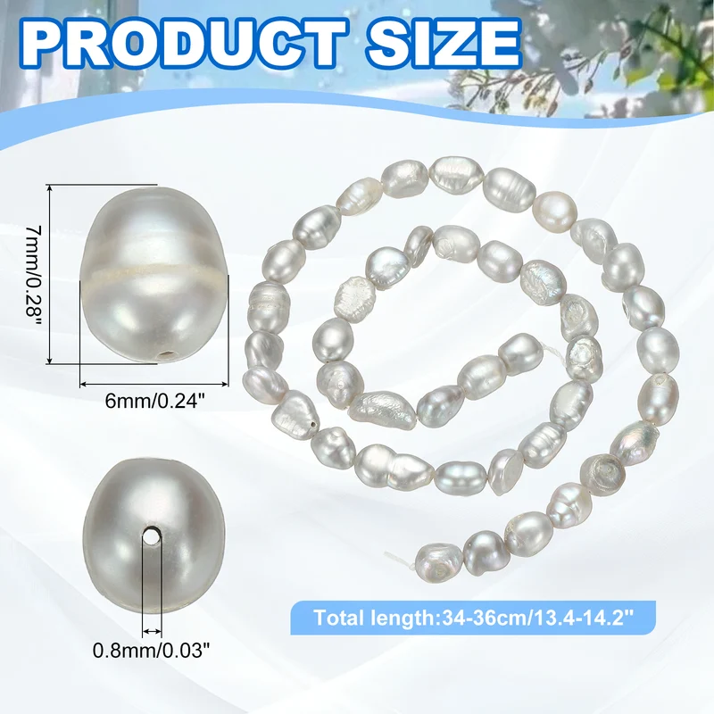 Freshwater Pearl Beads, 6-7mm Straight Hole Pearl String, Dark Gray