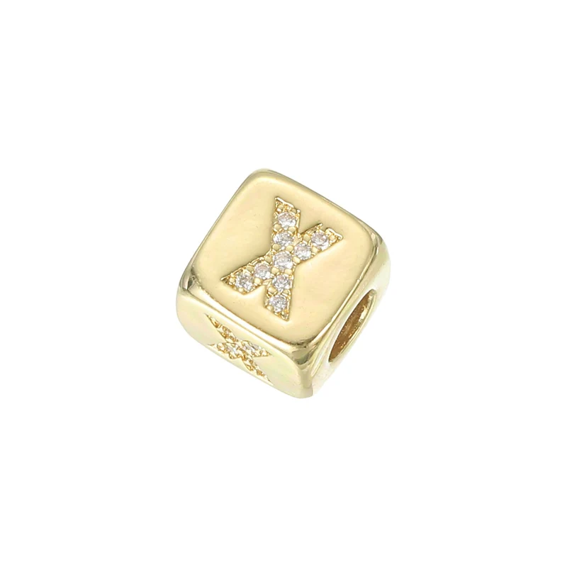 Rhinestone Letters Cube Beads, 26 Letters Dice Charm Alphabet x