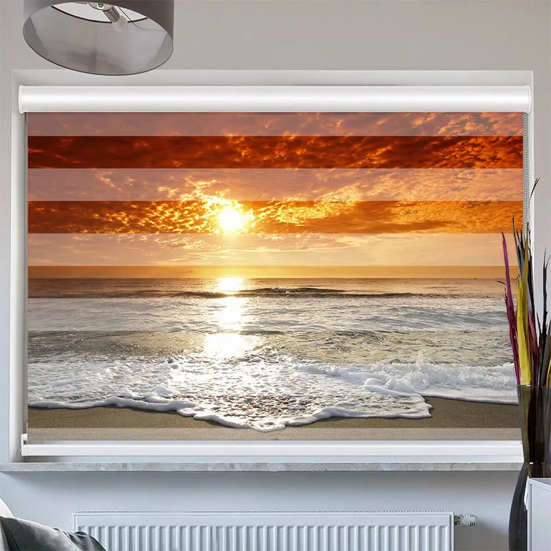 Doppelrollo mit Kassette "Meer Sonnenuntergang"