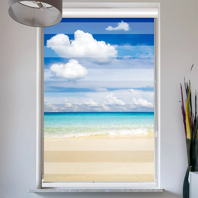 Doppelrollo mit Kassette "Meer Himmel Strand"