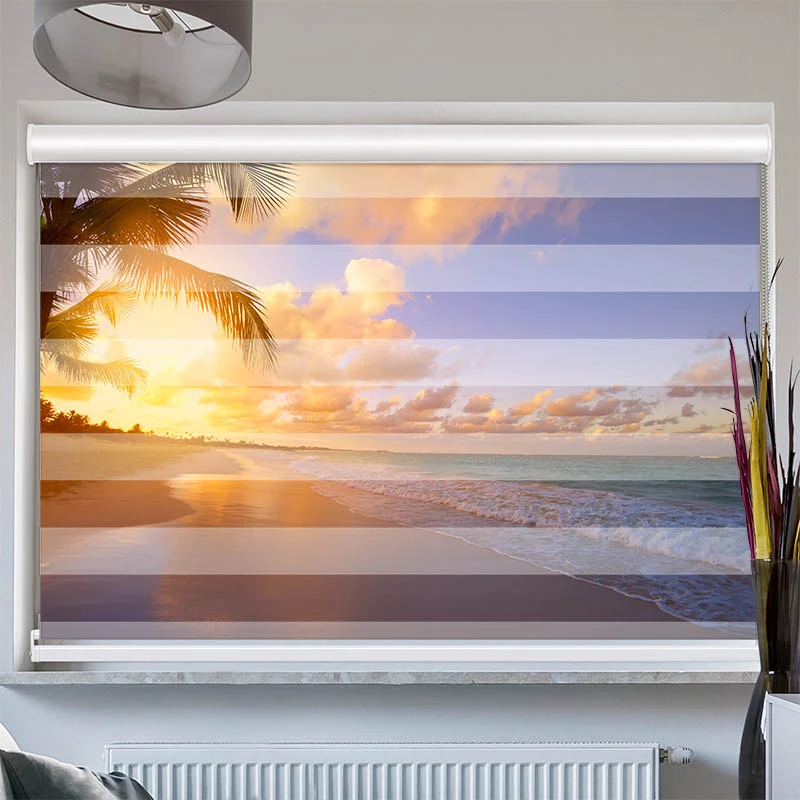 Doppelrollo mit Kassette "Sonnenuntergang Meer"