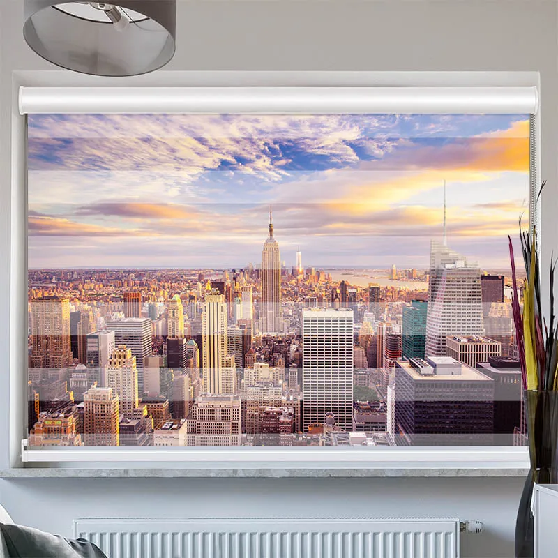 Doppelrollo mit Kassette "Sunset New York City Skyline"