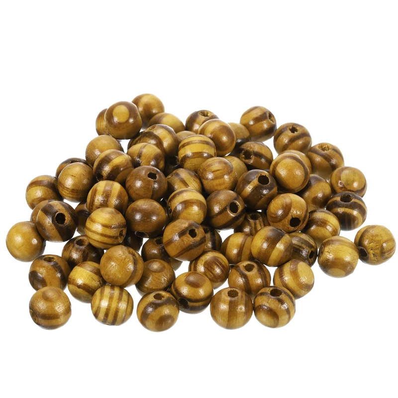 Natural Wood Beads, 100Pcs 12mm Diameter Round Loose Spacer Beads, Light Brown