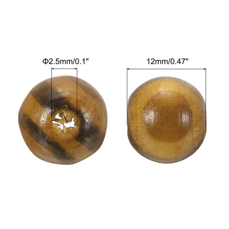 Natural Wood Beads, 100Pcs 12mm Diameter Round Loose Spacer Beads, Light Brown