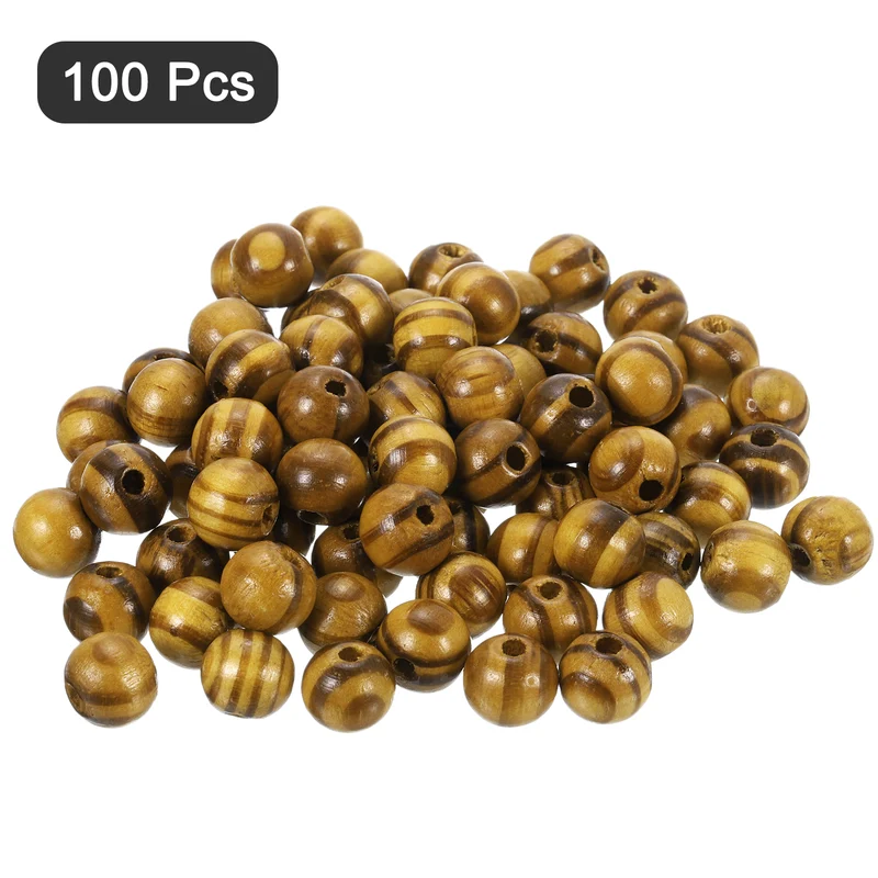 Natural Wood Beads, 100Pcs 12mm Diameter Round Loose Spacer Beads, Light Brown