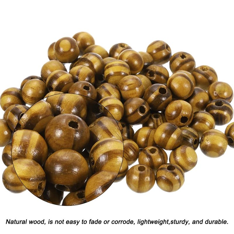 Natural Wood Beads, 100Pcs 12mm Diameter Round Loose Spacer Beads, Light Brown