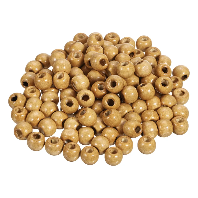 500Pcs Natural Wood Beads 10mm Diameter Round Loose Spacer Beads Light Brown