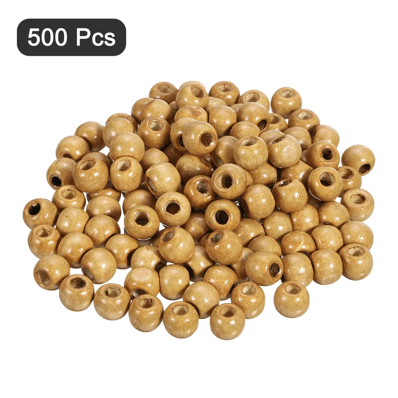 500Pcs Natural Wood Beads 10mm Diameter Round Loose Spacer Beads Light Brown