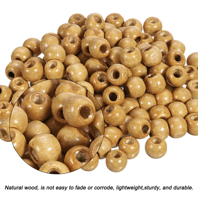 500Pcs Natural Wood Beads 10mm Diameter Round Loose Spacer Beads Light Brown