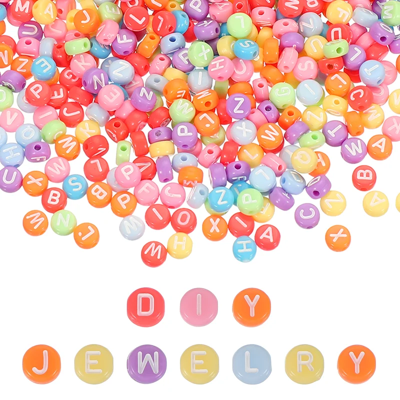 1000 Pcs Letter Beads, 4x7mm Acrylic Alphabet Beads Friendship Bracelet DIY Kit for Bracelets Jewelry Making Supplies, Rainbow