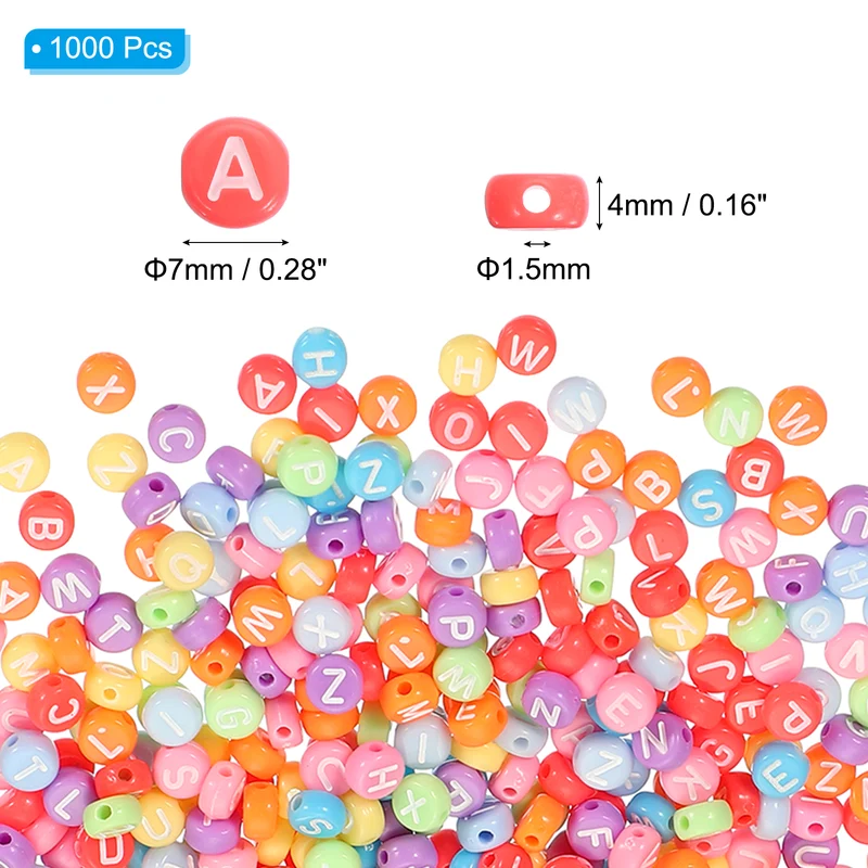 1000 Pcs Letter Beads, 4x7mm Acrylic Alphabet Beads Friendship Bracelet DIY Kit for Bracelets Jewelry Making Supplies, Rainbow