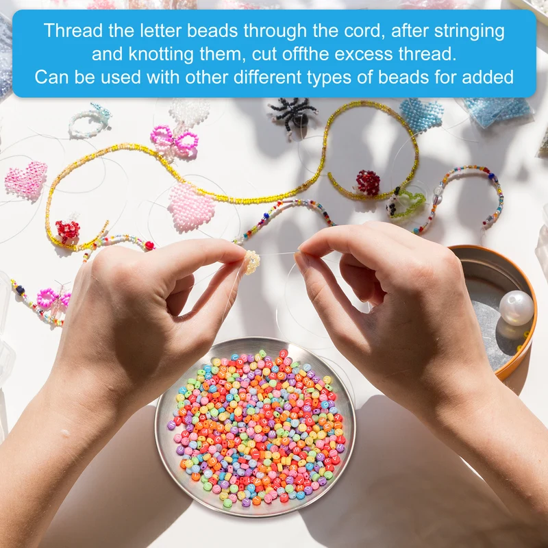 1000 Pcs Letter Beads, 4x7mm Acrylic Alphabet Beads Friendship Bracelet DIY Kit for Bracelets Jewelry Making Supplies, Rainbow