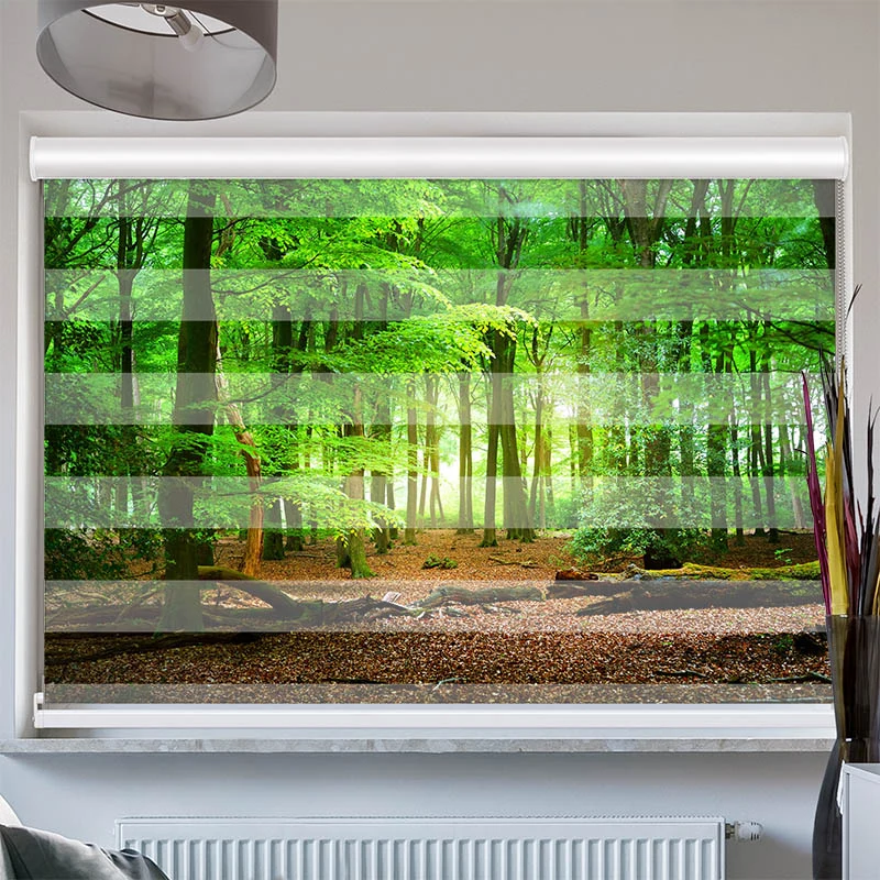 Doppelrollo mit Kassette "Wald mit Eichenlaub"