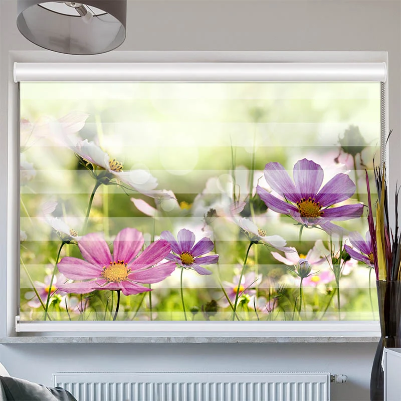 Doppelrollo mit Kassette "Blumen Bluehen auf Wiese"