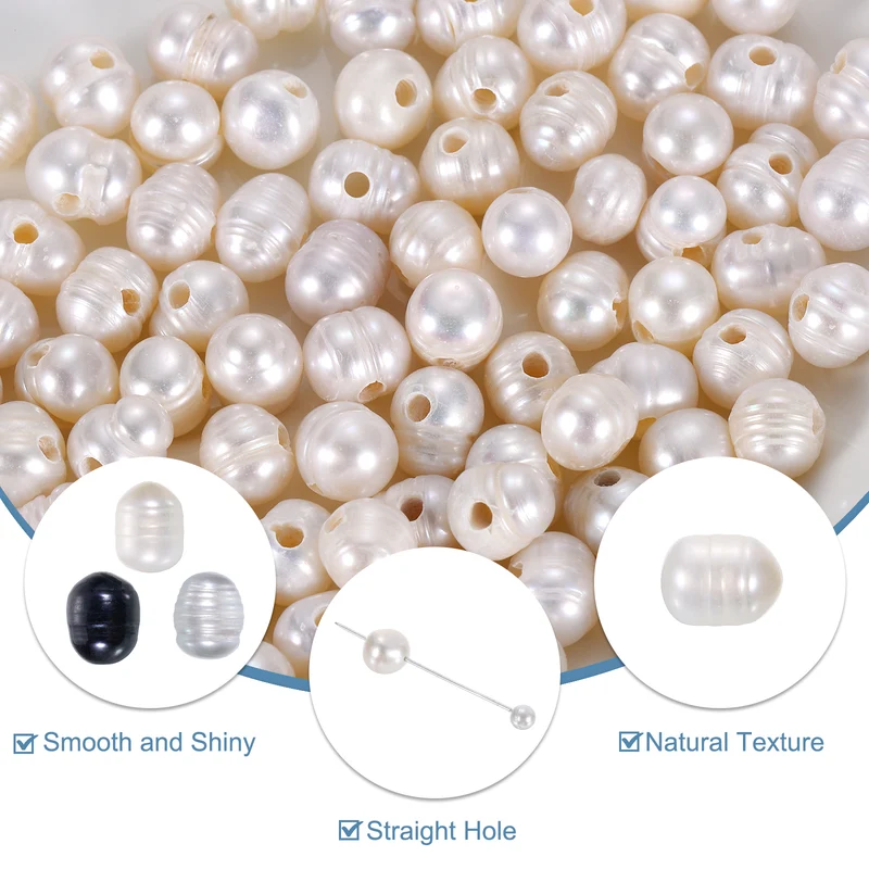100 Pcs 7-8mm 0.8mm Hole Irregular Shape Freshwater Pearl Beads,White