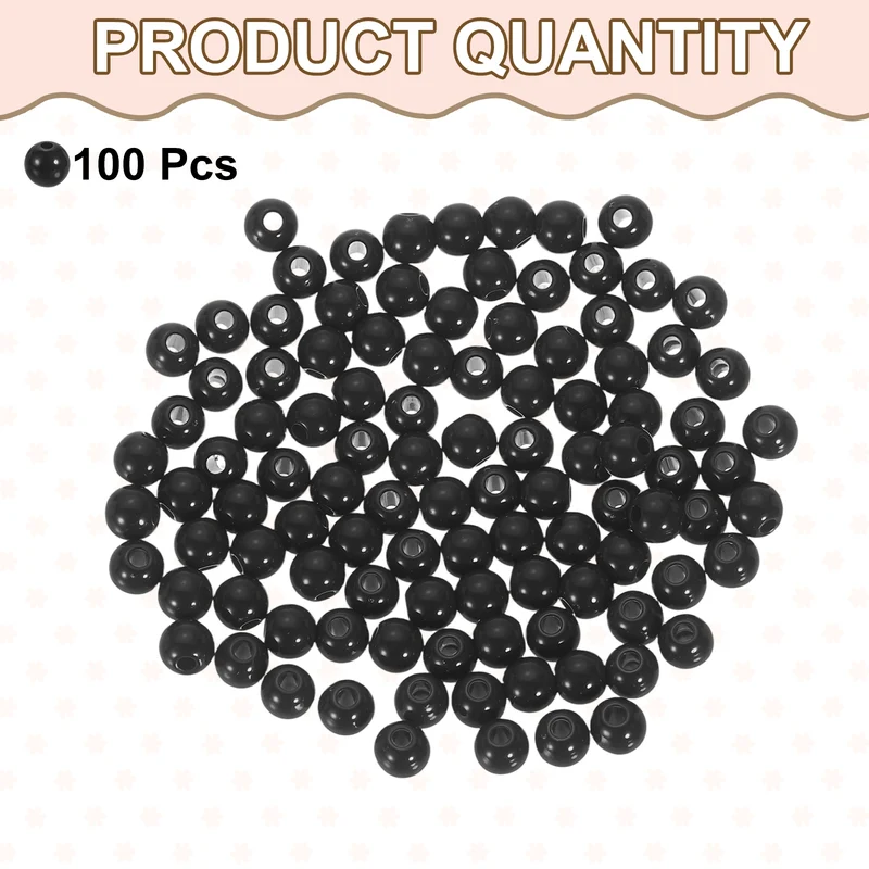 100pcs Black Acrylic Round Beads 6mm Plastic Resin Loose Bead