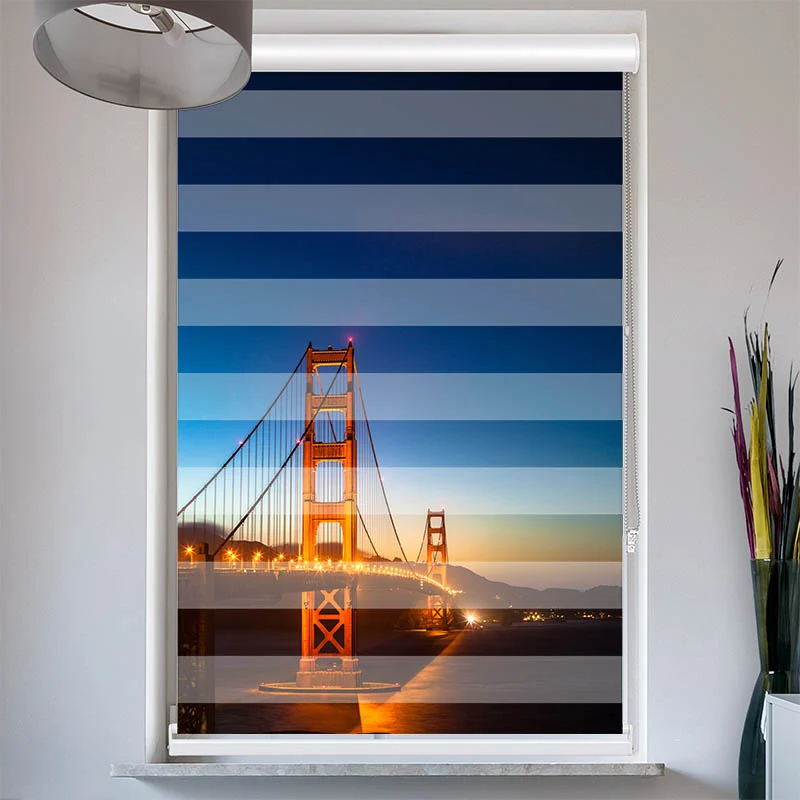 Doppelrollo mit Kassette "Golden Gate Bridge Nacht"