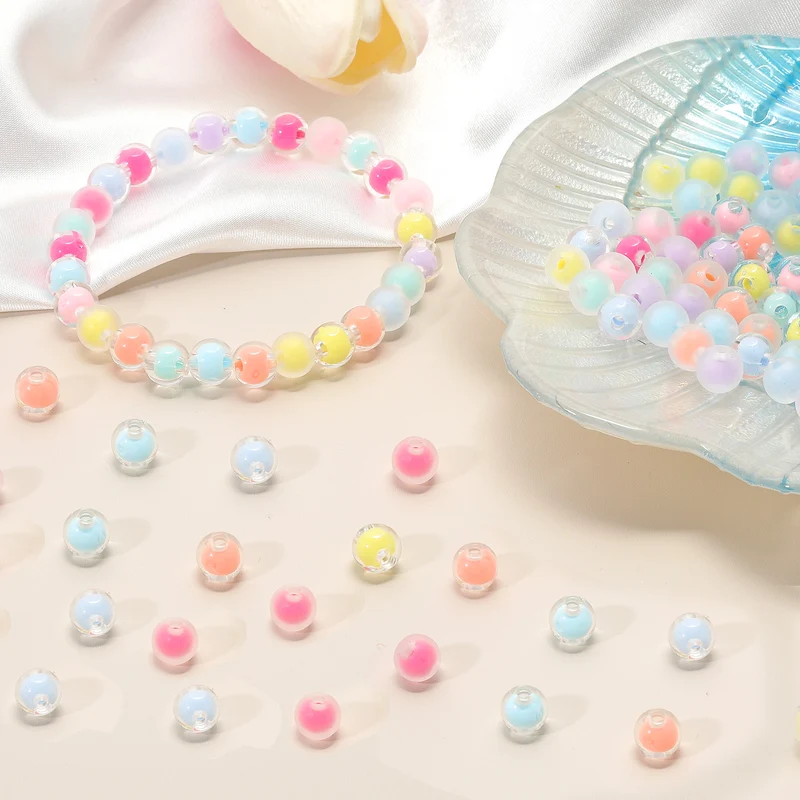 200 Pcs Acrylic Beads, 2mm Cute Beads for Bracelets, Transparent Purple