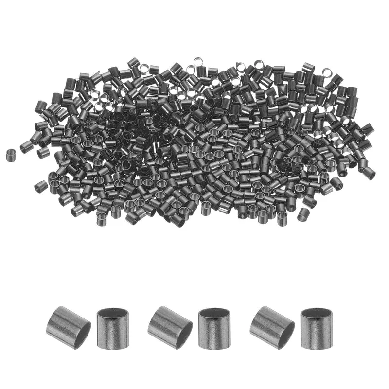 500Pcs Tube Crimp Beads 1.5x1.5mm Crimp Beads for Jewelry Making Black