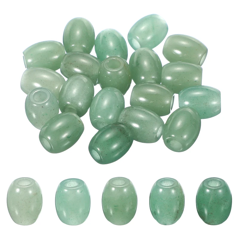 20 Pcs Large Hole 5mm Loose Stone Barrel Rondelle Beads, Green Aventurine
