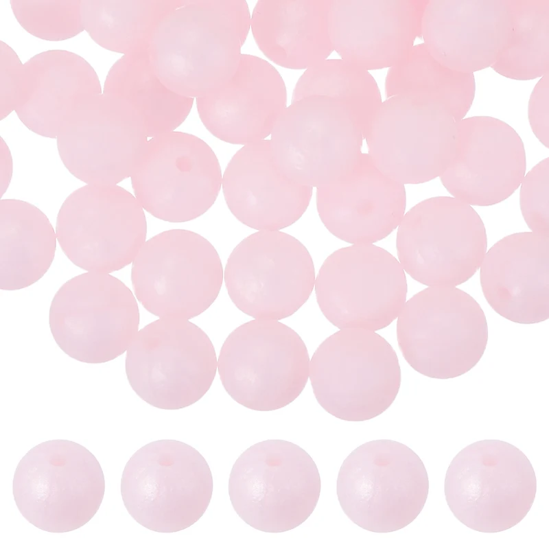 60 Pcs Silicone Beads, 9mm Bulk Beads for Keychain Making, Light Pink