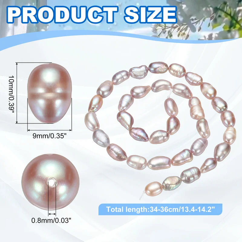 Freshwater Pearl Beads, 9-10mm Straight Hole Pearl String, Purple