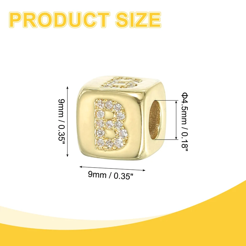 Rhinestone Letters Cube Beads, 26 Letters Dice Charm Alphabet B