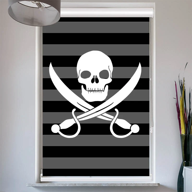 Doppelrollo mit Kassette "Totenkopf Saebel"
