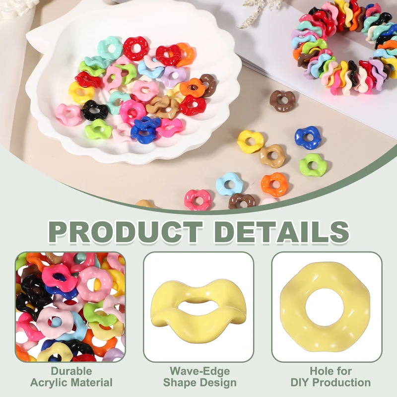 50 Pcs Wavy Spacers, Acrylic Flower Beads Wave Focal Bead, Light Yellow
