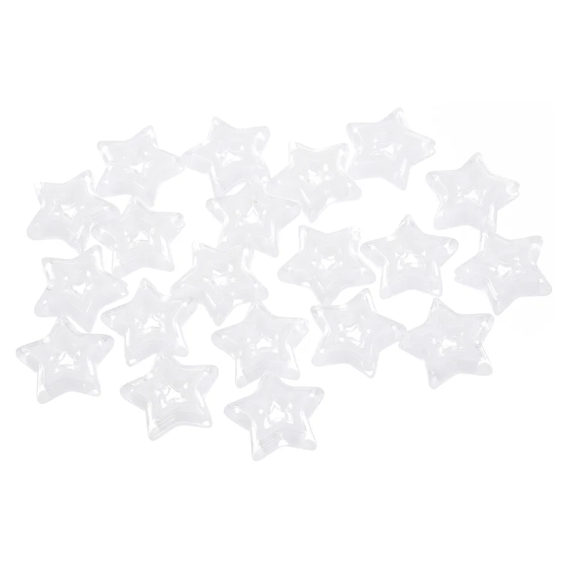 20Pcs Hollow Star Shaped Beads, 22x6mm Acrylic Star Bulk Beads (White)