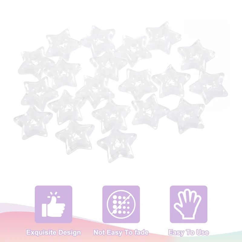 20Pcs Hollow Star Shaped Beads, 22x6mm Acrylic Star Bulk Beads (White)