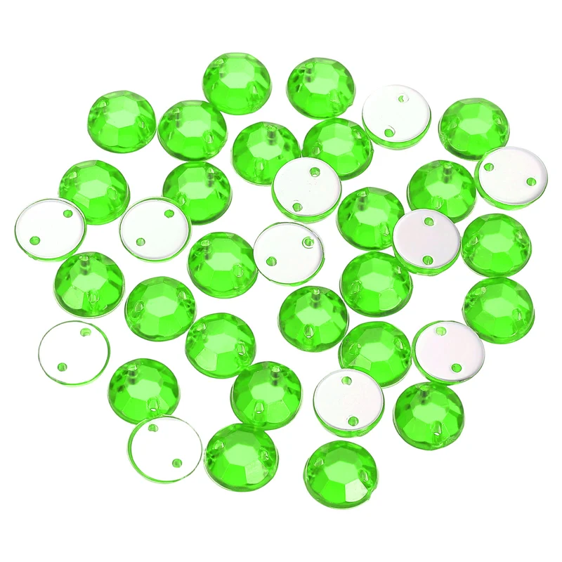 100Pcs Flat Back Sew on Rhinestones Beads 7mm Crystal Round Gems Green