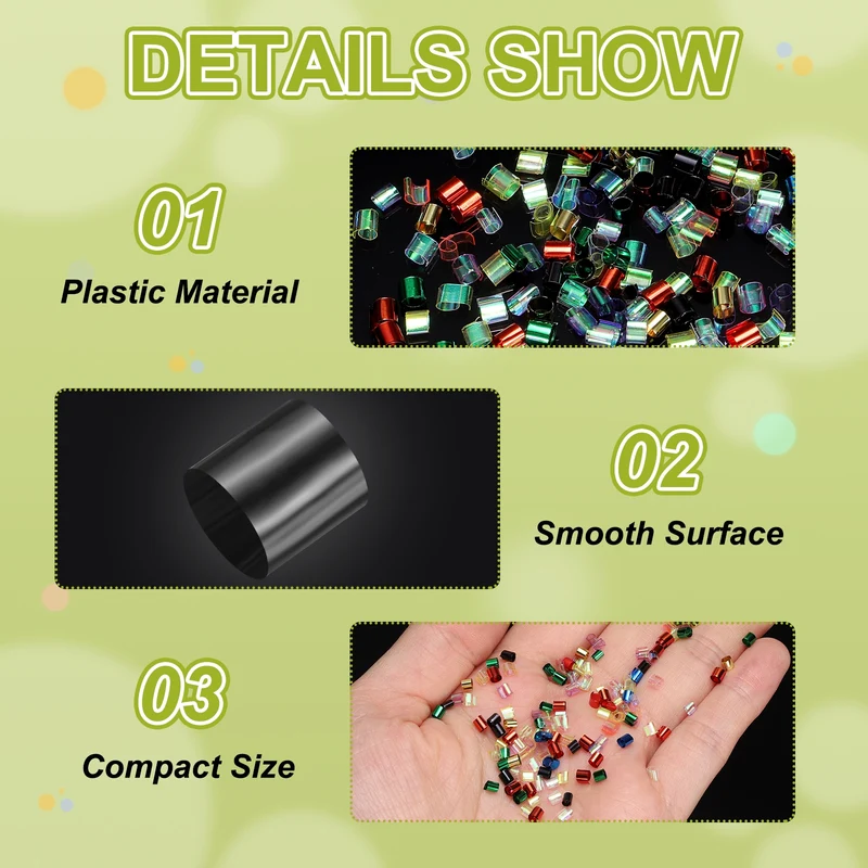 Straw Tube Beads, 70 g 3D Plastic Beads for Crystal Mud Black