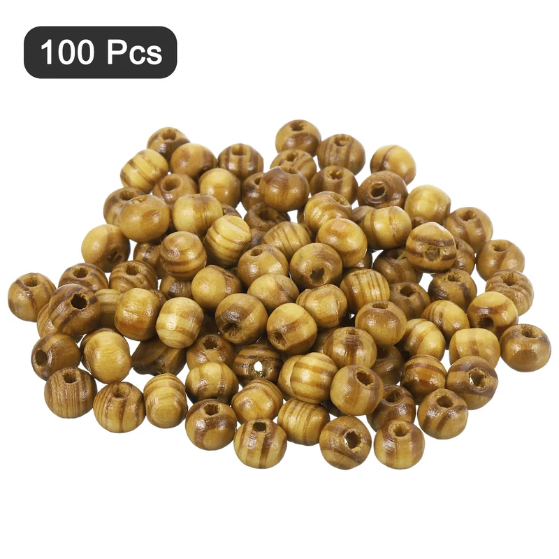 Natural Wood Beads, 100Pcs 6mm Diameter Round Loose Spacer Beads, Light Brown