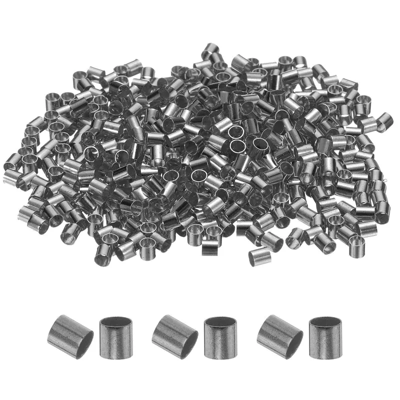 500Pcs Tube Crimp Beads 2.5x2.5mm Crimp Beads for Jewelry Making Black
