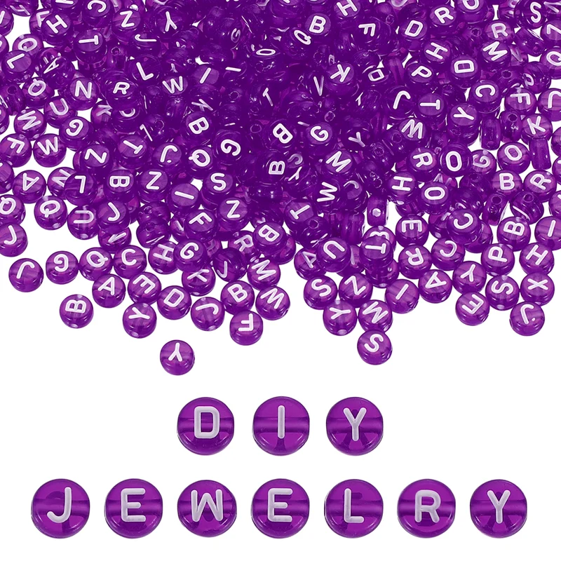 1000 Pcs Letter Beads, 4x7mm Acrylic Alphabet Beads Friendship Bracelet DIY Kit for Bracelets Jewelry Making Supplies, Purple