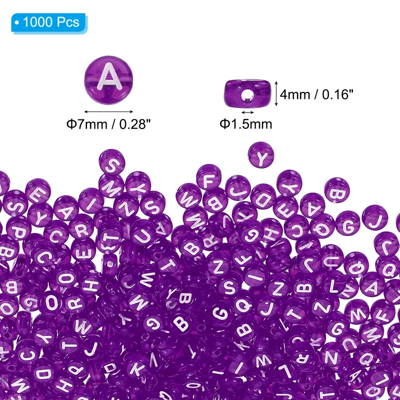 1000 Pcs Letter Beads, 4x7mm Acrylic Alphabet Beads Friendship Bracelet DIY Kit for Bracelets Jewelry Making Supplies, Purple