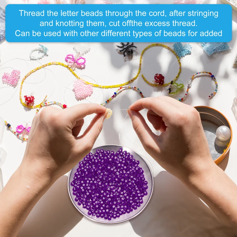 1000 Pcs Letter Beads, 4x7mm Acrylic Alphabet Beads Friendship Bracelet DIY Kit for Bracelets Jewelry Making Supplies, Purple