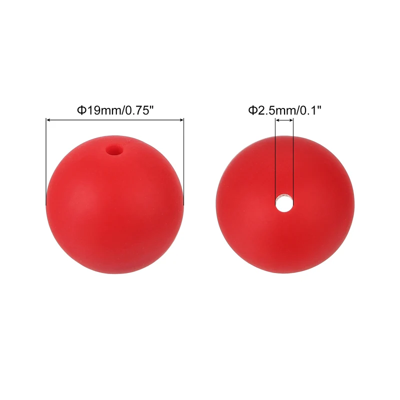 50Pcs 19mm Silicone Beads, Round Loose Rubber Bead for DIY (Dark Red)